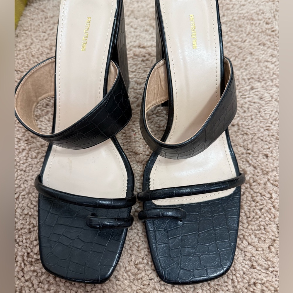 Black Croc-Patterned Heels